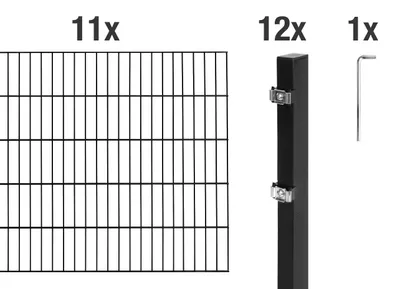 Immagine prodotto di Recinzione a doppia barra Alberts 628031, set completo da 24 elementi, nero opaco, altezza 100 cm, lunghezza 22 m