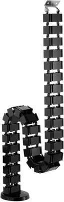 Productafbeelding van Unyqoos® Kabelmanagement set voor bureau – zwarte, flexibele kabelgoot van 1285 mm, 30 verwijderbare segmenten, montage met 2 schroeven, 0,78 kg