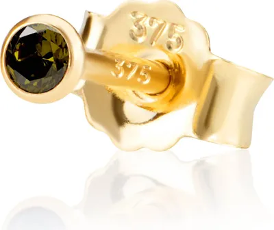 Produktbild von Einzel 2,5mm 375 Gelb Gold 9 K Ohrstecker Zirkon Peridot Butterfly Verschluss