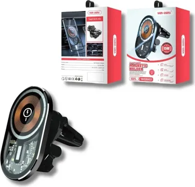 Produktbild von 2in1 Magnetischer Halter & Kabelloses Ladegerät - Schwarz KP34302
