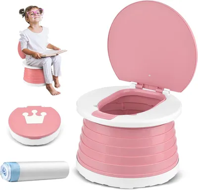 Produktbild von Faltbarer Töpfchen – Reise-Töpfchen, Baby-Töpfchen – Töpfchentraining unterwegs – 3-in-1, multifunktional – 24 x 17 cm – Rosa