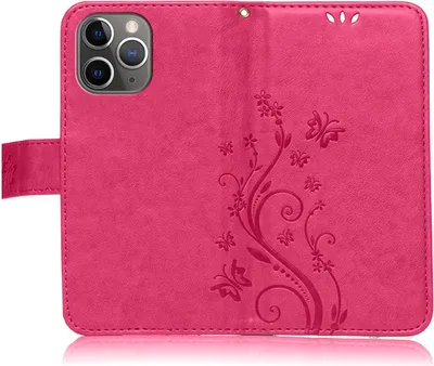 Produktbild von Handy Tasche für Apple iPhone 13 Pro  Schutz Hülle Handyhülle mit Blumenmuster Klapp Hülle mit Standfunktion und Kartenfächer Pink