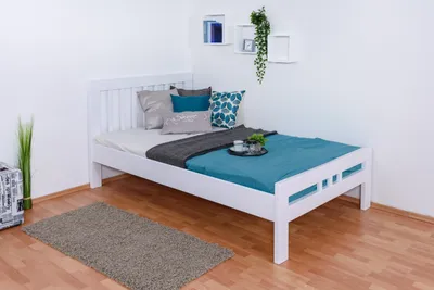 Produktbild von Einzelbett / Gästebett "Easy Premium Line" K8, 120 x 200 cm Buche Vollholz massiv weiß lackiert