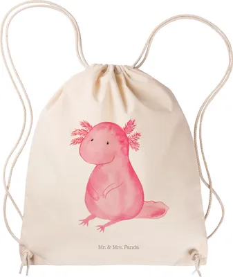 Produktbild von Mr. & Mrs. Panda Stoffbeutel Axolotl Niedlich - Transparent - Geschenk, sporttasche klein, wander rucksack, Zufrieden, Lebensweisheit, festival tasche, Liebe, Weisheit