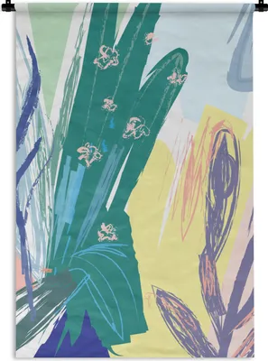 Produktbild von MuchoWow® Wandteppich Wandbehang Sommer - Grün - Pflanze 90x135 cm Tapisserie Dekoration Wandtuch - Baumwolle - Wandskulptur