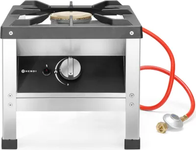 Produktbild von Hockerkocher KitchenLine Geeignet für Propangas Umbausatz für Erdgas enthalten mit Thermoelement und Piezozündung Brennerkranz aus emailliertem Gusseisen Lieferung inkl. Gasschlauch und Druckminderer 425x425x(H)400 mm 50 mbar 6.4 (P) Leistu