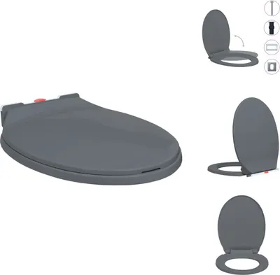 Produktbild von vidaXL Toilettensitz mit Absenkautomatik Quick-Release Grau Oval -  Toilettensitze