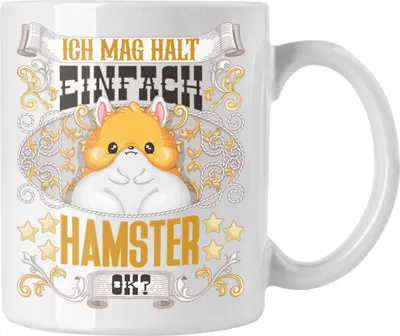 Produktbild von Trendation - Hamster Tasse Geschenk Hamster Besitzer Spruch Geschenkidee Ich Mag Halt Einfach Hamster Ok (Weiß)