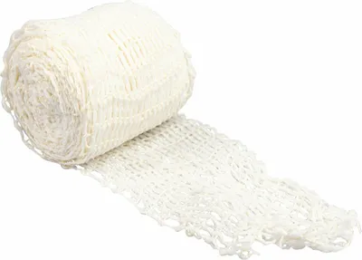 A roll of white netting is shown against a white background, with a portion of the netting unrolled.