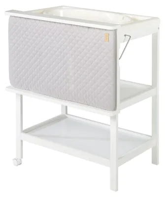 Produktbild von roba Bade-Wickelkombi 'Baby Pool' inkl. schwenkbare Wickelauflage 'roba style grau', weiß, 2 Rollen