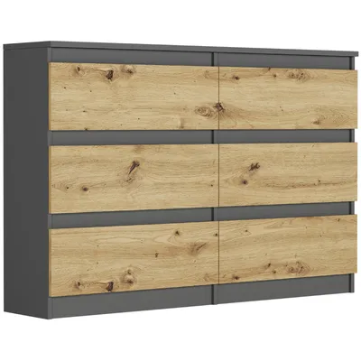 Obrázok produktu pre Komoda 120 cm, 6 zásuviek, skriňa FRAMIRE R-120, antracitový mix artisan