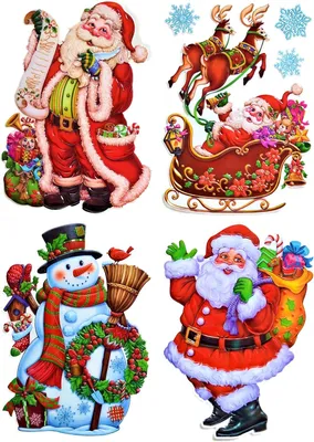 Produktbild von Set mit 4 weihnachtlichen Relief-Fensterbildern zur Dekoration