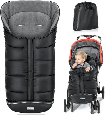 Obrázok produktu pre Fusak na kočík čierny, vodotesný, vetruodolný, podšívka z polar fleece, pre kočík