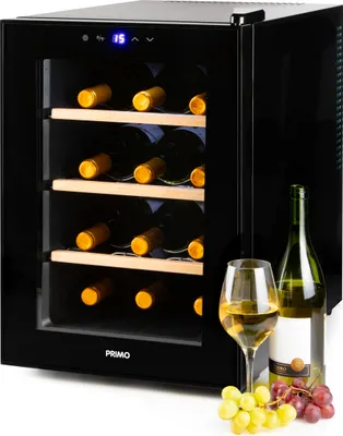 Produktbild von PRIMO PR190WK Weinkühlschrank – Weinklimaschrank für 12 Flaschen –  – Schwarz