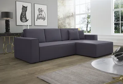 Produktbild von Ecksofa Schlafsofa Sofa CONOR PREMIUM Kunstleder Soft Grau Ottomane Rechts