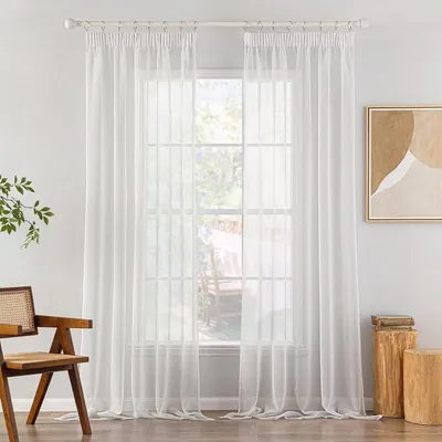 Transparente Voile Gardinen Set von 2 - 140 x 225 cm für Wohnzimmer und Schlafzimmer