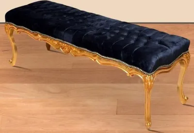 Produktbild von Casa Padrino Barock Sitzbank Schwarz / Gold - Handgefertigte Antik Stil Bank - Prunkvolle Barock Möbel