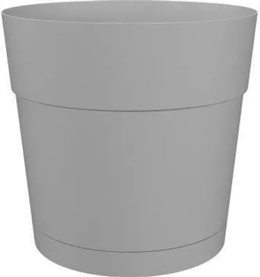 Image de Pot de Fleurs Rond Artevasi Capri Large, Plastique, Réservoir d'eau, Diamètre 40 cm, Gris Clair, 39,1 x 39,1 x 37 cm