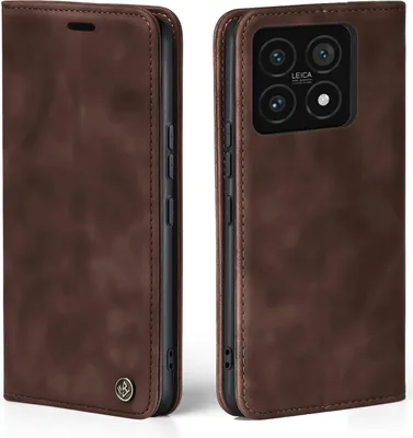 Produktbild von Handy Hülle für Xiaomi 14 Pro Klapphülle Bookcase Flip Cover Handy Tasche Etui Farbe: Dunkelbraun