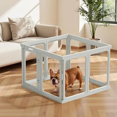 Imagen del producto de Jaula para cachorros de acrílico, 60 cm, 8 paneles, color gris