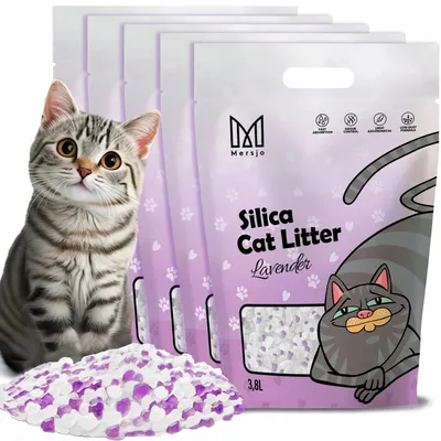 Obrázok produktu pre Mačacia steliva s levandulovou vôňou - steliva na báze silikagélu - málo prašná - vysoká savosť - s levandulovou vôňou - 5 x 3,8 L (19 L)