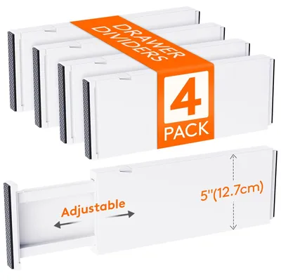 Schubladen-Organizer 4er-Pack, verstellbar 34,3–55,9 cm, Kunststoff