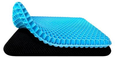 Produktbild von Gel Sitzkissen, Atmungsaktives Waben Sitzkissen, Orthopädisches Gelkissen für Zuhause, Büro und Auto, Mit Rutschfestem Bezug, 42 * 37 * 3.5cm, Rechteckig