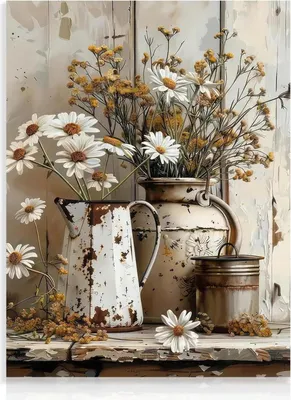 Image de Pâquerette rustique Tableau mural Vintage CampagneReproduction floral 30x40 cm