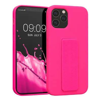 Immagine prodotto di kwmobile custodia per cellulare compatibile con Apple iPhone 12 / iPhone 12 Pro - Custodia con supporto per le dita e funzione stand - Custodia in silicone per cellulare in rosa neon