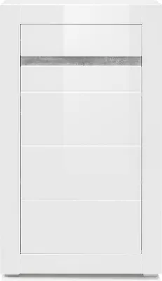 Produktbild von Moderne Kommode COGO-61 in weiß Hochglanz mit Griffmulden in Betonoptik  BxHxT: 66x112x35cm