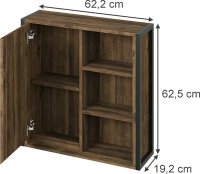 Produktbild von Vicco Badspiegelschrank Naola, 62.2 x 62.5 cm mit 1 Spiegeltür, Eiche/Schwarz