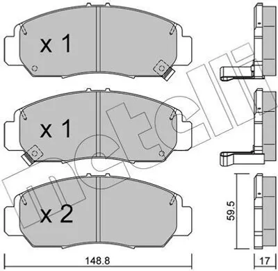 Produktbild von METELLI Bremsbeläge Satz Vorne Bremsklötze für HONDA CIVIC VII Hatchback (EU, EP, EV) 22-0462-0