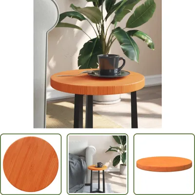 Productafbeelding van De Living Store eettafelblad, rond, in de kleur "waxbruin", diameter 30 cm, hoogte 2,5 cm, gemaakt van massief grenenhout