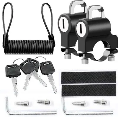 Imagen del producto de Cadenas antirrobo para motocicletas, 2 unidades, cerradura universal con cable de recordatorio.
