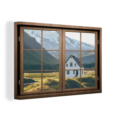 Produktbild von OneMillionCanvasses® - Leinwandbilder - 150x100 cm, Aussicht - Haus - Berg, Wandbilder Kunstdruck Wanddekoration