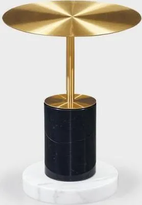 Image de Table d'appoint moderne en marbre doré Tables de salon rondes Design