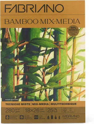 Productafbeelding van Fabriano Bamboo Kunstpapier 90 % Bamboe 280 g/m² – Natuurlijke Korrel,Mix, Zuurvrij, voor Gemengde Technieken