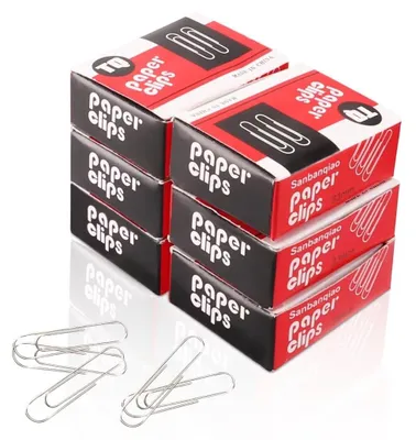 Papierclips 33 mm, 600 Stück, glatte Büroklammern, silber