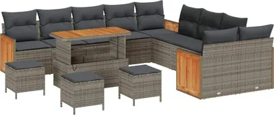 Immagine prodotto di Set divano da giardino vidaXL con cuscini, 18 pezzi, grigio, in polyrattan