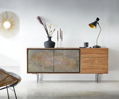 Produktbild von DELIFE Sideboard Juwelo 175 cm Akazie Natur mit Steinfurnier