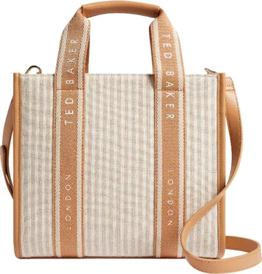 Imagen del producto de Ted Baker bolso bolso bandolera Harllee Striped Canvas Webbing Crossbody Bag Camel beige