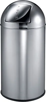 Produktbild von Abfallbehälter mit Pushdeckel & Inneneimer aus Metall | 40 Liter, HxBxT 74x34x34cm | Edelstahl / Silber