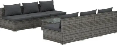 Obrázek produktu pro vidaXL 7dílná zahradní lehátková souprava s polštáři Poly Rattan Grey