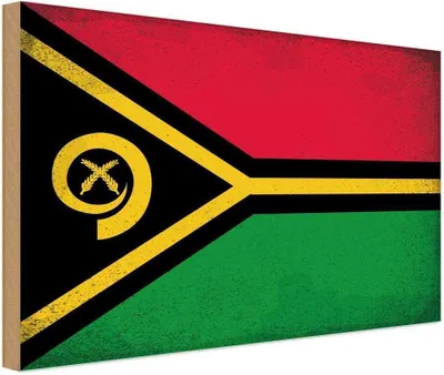 Produktbild von vianmo Holzschild 20x30 cm Vanuatu Vintage Flagge Fahne Wappen