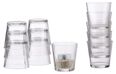 12er-Set Teelichthalter, Glas, Ø 7,5 cm, transparent