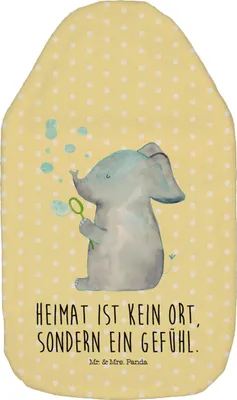 Produktbild von Mr. & Mrs. Panda Wärmflasche Elefant Seifenblasen - Gelb Pastell - Geschenk, Wärmflaschen, Kuschelwärmflasche, Wärmekissen, mit Bezug, Rüsseltier, naturkautschuk, Liebe