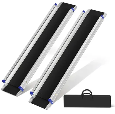 Image de Rampe d'accès pour fauteuil roulant - Rampe télescopique en aluminium - Extensible - Surface antidérapante - Portable - Pour seuils et marches
