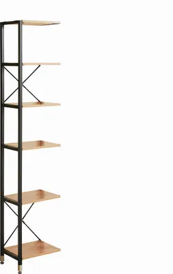 Produktbild von Möbilia Regal schmal mit 6 Böden | MDF furniert | Gestell Metall | B 42,5 x T 30 x H 210 cm | natur-schwarz | 12020045 | Serie REGAL