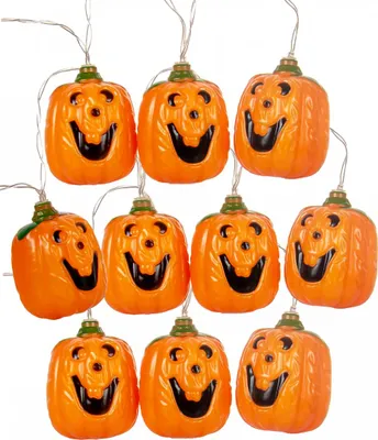 Produktbild von Fröhliche Halloween Kürbis Lichterkette mit 10 LEDs