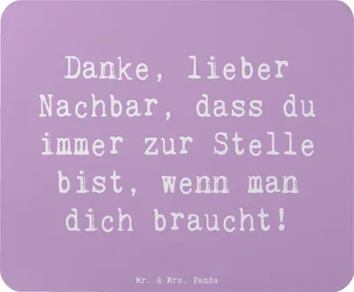 Produktbild von Mr. & Mrs. Panda Mouse Pad Spruch Danke Nachbar - Lavendeltraum - Geschenk, Bedanken, Freundschaft, Aufmerksamkeit, Geschenkidee, mousematte, sagen, pc mauspad, Mousepad